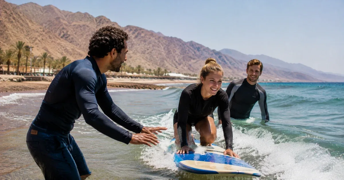 Beginner-friendly surf session in Dahab