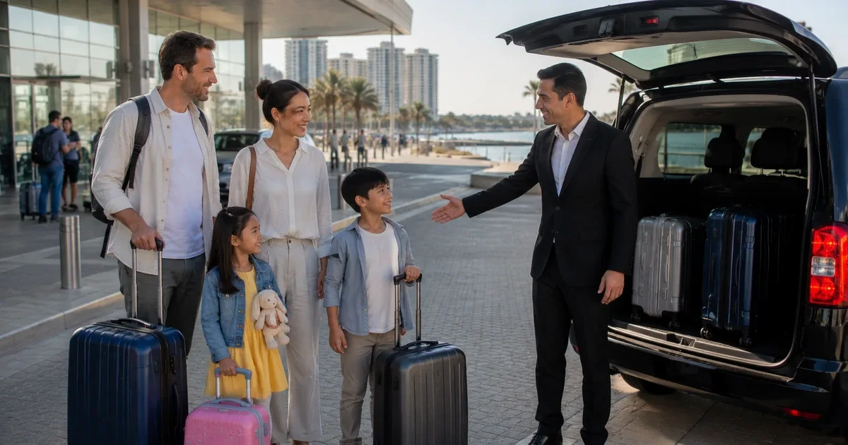 Family airport transfer with luggage comfort in Alexandria